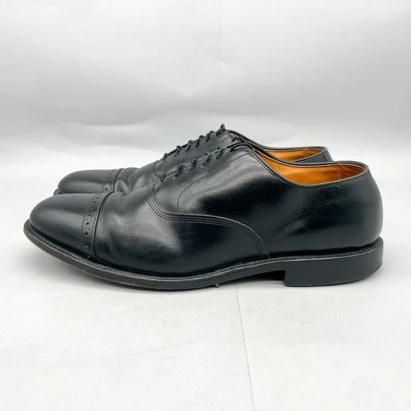 Allen Edmonds Mens 10.5 E Byron Cap Toe Oxford Black Leather Dress Shoes Classic - Picture 4 of 11